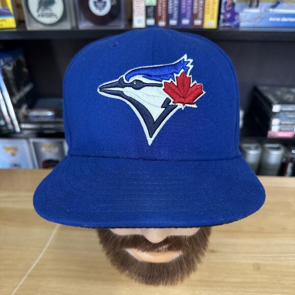 New Era 59Fifty On Field MLB Toronto Blue Jays Plain Logo Blue Fitted Hat 7 1/2 - Picture 1 of 5